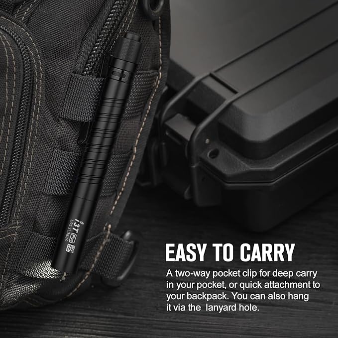 OLIGHT I3T Plus 250 Lumens EDC Pocket Slim Flashlight with 2 AAA Batteries and a PMMA Optic Lens, Tail-switch LED Flashlight with Dual Direction Pocket Clip for Camping, Outdoor, and Emergency (Black)
