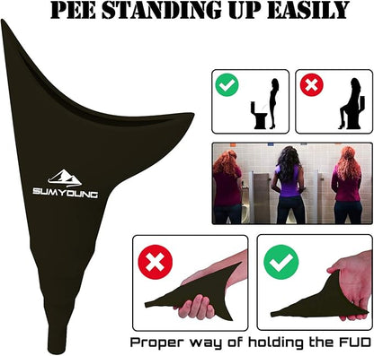 Female Urination Device,Reusable Silicone Female Urinal Portable Women Pee Funnel Urine Cup Allows Pee Standing Up,Compact Design for Car Travel Camping Hiking,with Drawstring Bag and Carabine