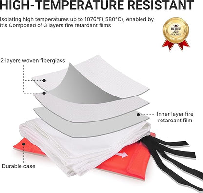 2024 Emergency Fire Blanket, Fire Extinguisher Blanket, Fire Suppression Blanket, Flame Retardant Blanket Fire Safety Blanket for Home, Kitchen, School, Grill, Car, Office, Warehouse(40” x 40”)