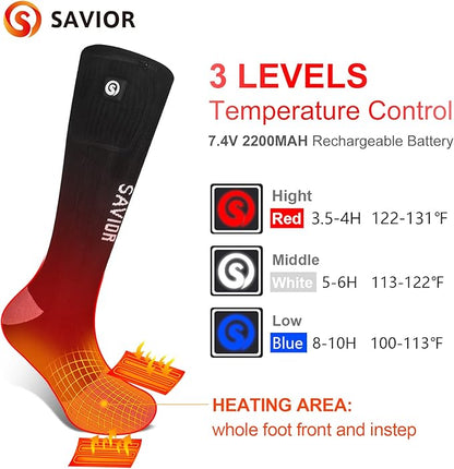 Heated Socks, Battery Rechargeable Electric Heating Socks, Thermal Warm Socks for Men Women Hiking Camping Winter Footwarmers