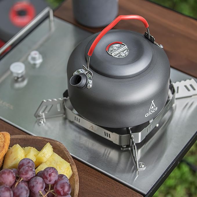 Alocs 1.4L Kettle Teapot, Portable Camping Coffee Pot, Hard-Anodized Aluminum Camping Kettle, Compact Tea Kettle for Stove Top, Outdoor, Hiking, Camping, Picnic and Traveling.
