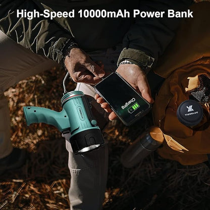 YIERBLUE Rechargeable Spotlight with 200,000 LM LED, IP67 Waterproof Handheld Flashlight Searchlight with Detachable Red Light Filter, 10000mAh Long Running (Green)