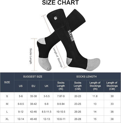 Heated Socks, Battery Rechargeable Electric Heating Socks, Thermal Warm Socks for Men Women Hiking Camping Winter Footwarmers