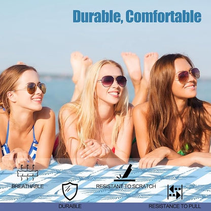 Beach Blanket Waterproof Sandproof Beach Mat Oversized 79" X 83" with 4 Stakes for 2-8 Adults, Soft and Durable, Sand Free, Light Weight, Perfect for Beach Travel Camping Outdoor Hiking
