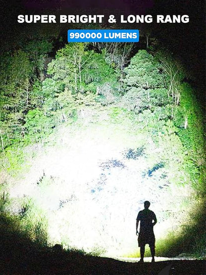 Flashlights High Lumen Rechargeable, 990,000 Lumens Super Bright LED Flashlight, High Powered Flash Light with 5000 mAh Capacity, Waterproof Handheld Flashlight for Camping Hiking(2 Pack)