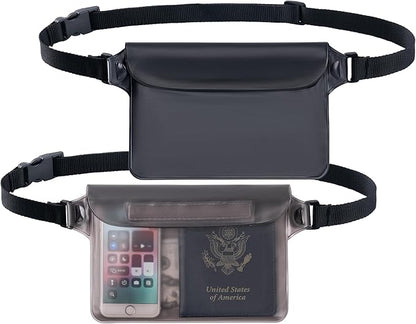 CADONO 2-Pack Waterproof Pouch with Adjustable Waist Strap | Screen Touch Sensitive Dry Bag, Keep Your Phone and Valuables Dry, Perfect for Swimming Kayaking Boating Fishing Beach Diving