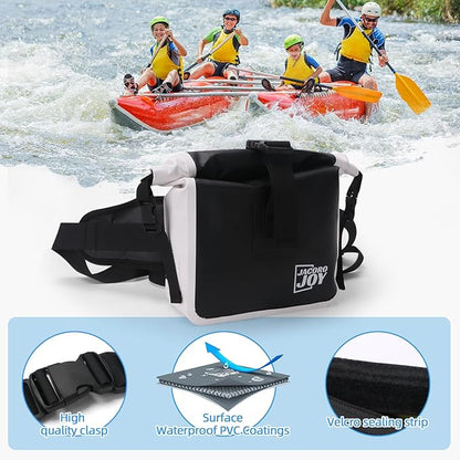 Waterproof Dry Bag with Adjustable Waist Strap Large Capacity Waterproof Waist Bag for Kayaking Boating Fishing Cycling (Black)