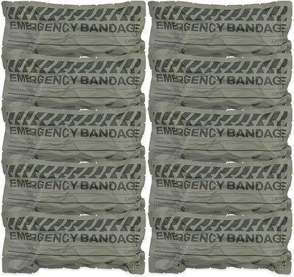 RHINO RESCUE 6" Emergency Compression Bandage Strile Trauma Wound Dressing Israeli First Aid Kit IFAK, FSA HSA Eligible, 6 Inch, 10 Count