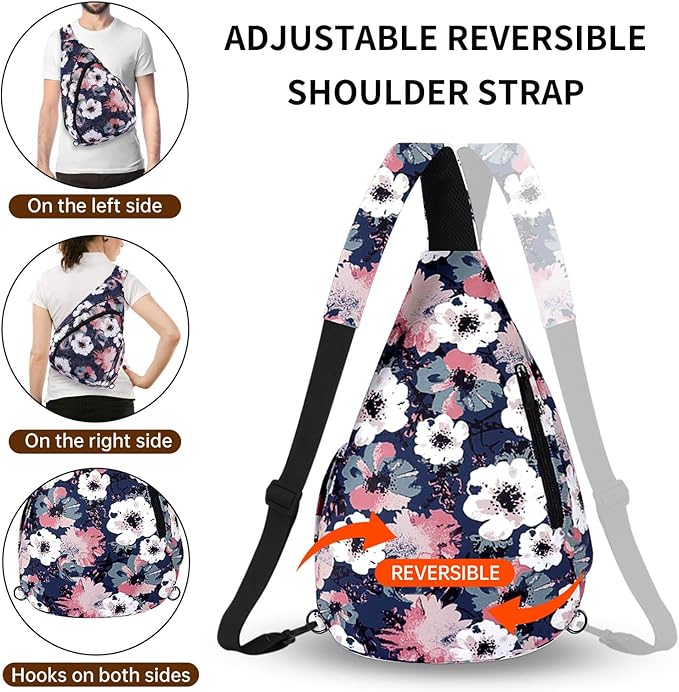 HUA ANGEL Crossbody Sling Bag for Men & Women Lightweight Waterproof Chest Shoulder Bag for Travel Hiking & Everyday Use