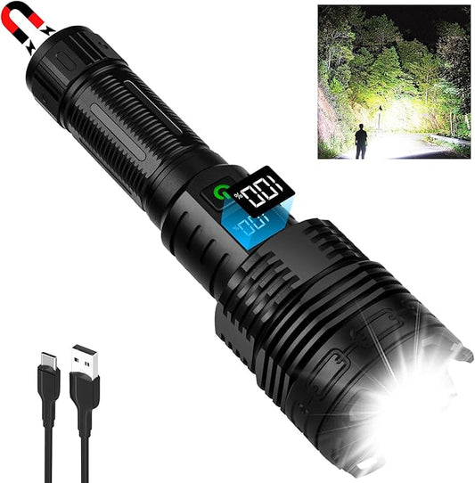 Rechargeable LED Flashlights High Lumens, 900,000 Super Bright High Powerful Flash Light,5 Modes, IPX7 Waterproof,Handheld Powerful Flashlights for Emergency Camping Hiking