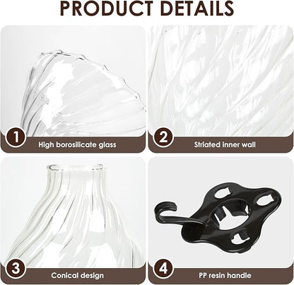 V60 Pour Over Coffee Dripper, 02 Filter For 1-4 Cups Reusable Coffee Maker 60° Heat-Resistant Glass Cone Easy-to-Clean Drip Coffee Maker Perfect for Pourover Coffee Enthusiasts
