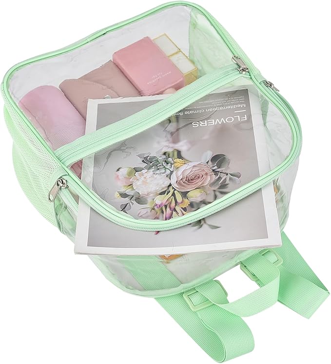 Oraben Clear Backpack for Stadium Events Clear Stadium Backpack 12x6x12 Bag (Nylon Shoulder Straps, Avocado Green)