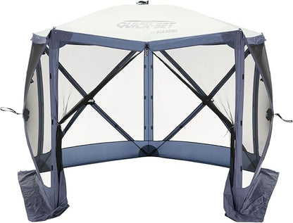 CLAM Quick Set Venture 9 by 9 Ft Portable Canopy Shelter, Blue + Clam Quick Set Screen Hub Tent Wind & Sun Panels, Accessory Only, Blue (3 Pack)