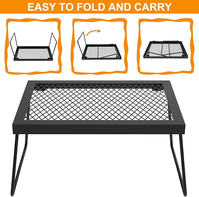 Camp Fire Cooking Racks Campfire Grate Over Fire Pit, Fireplace Cooking Grate Camp Fire Cooking Racks for Camping Cooking, Grill Grate for Fire Pit Over Fire Grill, Camping Accessories for Outside
