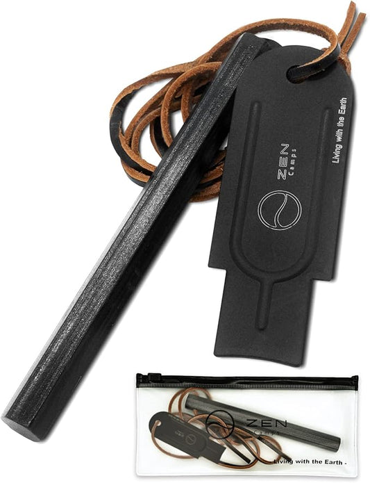 Hexa Fire Starter - Hexagon Ferro Rod with 6 Wide Striking Surfaces - 1/2" Thick Fire Steel - 20,000+ Strikes - Survival Igniter with Leather Neck Lanyard & Big Striker