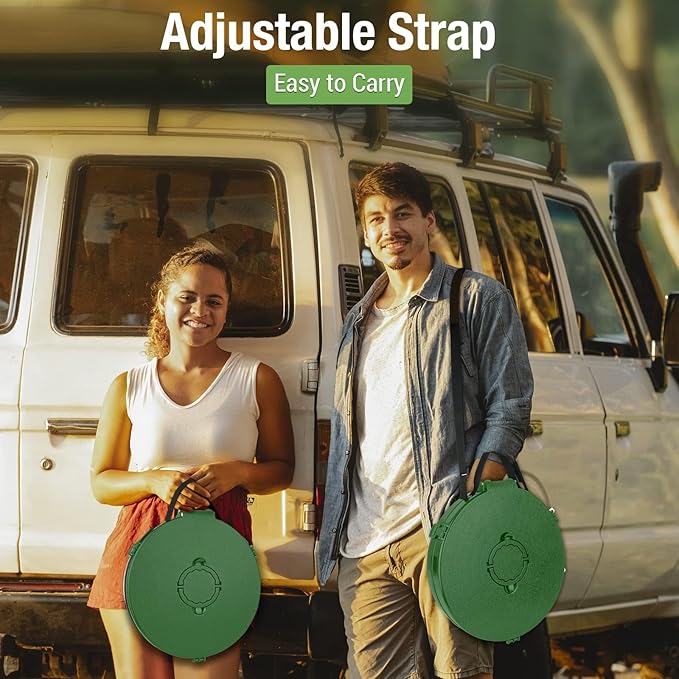 XXL Portable Toilet for Camping, 19.7"H Super Large Retractable Potty for Adults, Adjustable Height, with Liquid Waste Gel, Toilet Bag (Green)
