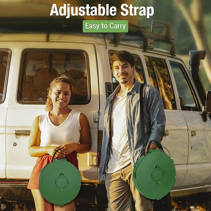 XXL Portable Toilet for Camping, 19.7"H Super Large Retractable Potty for Adults, Adjustable Height, with Liquid Waste Gel, Toilet Bag (Green)