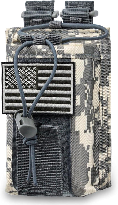 Molle Radio Pouch Holster Tactical Holder Duty Belt Accessories Military Heavy Bag for Two Ways Walkie Talkies Adjustable Storage with 1 Pack Patch