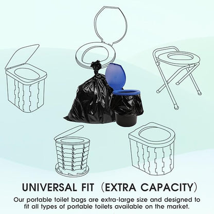 Portable Toilet Bags Disposable Waste Wag Bags Bucket Toilet Liner 12 Gallon for Camping Hiking Trip Thickened Leak-Proof Trash Bags