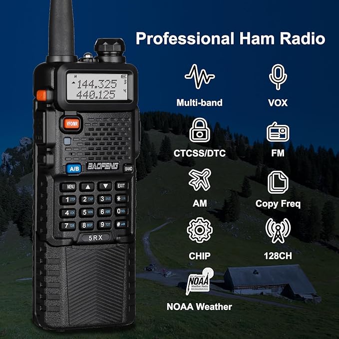 BAOFENG UV-5RX (Upgraded of UV-5R) Multi-Band Ham Radio, 136-174/400-520Mhz Receiving, Two Way Radio with 805s Antenna ＆ 771 Antenna (2 Pack)