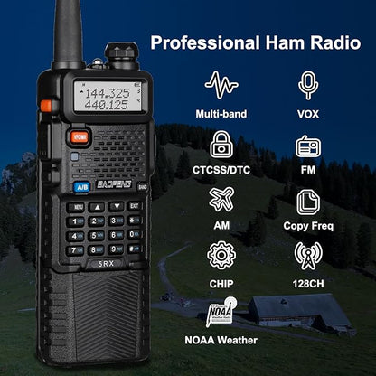 BAOFENG UV-5RX (Upgraded of UV-5R) Multi-Band Ham Radio, 136-174/400-520Mhz Receiving, Two Way Radio with 805s Antenna ＆ 771 Antenna (2 Pack)