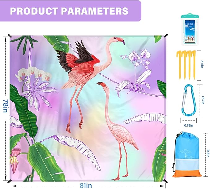 Beach Blanket Oversized Extra Large 78" X 81",Waterproof Sandproof Beach Blanket 1-7 Adults Lightweight Durable for Travel Camping Hiking Picnic