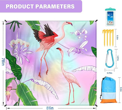 Beach Blanket Oversized Extra Large 78" X 81",Waterproof Sandproof Beach Blanket 1-7 Adults Lightweight Durable for Travel Camping Hiking Picnic