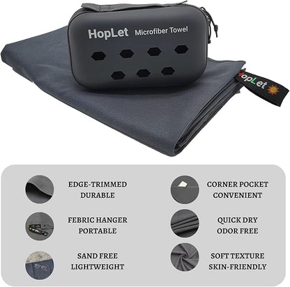Microfiber Camping Towel with EVA Case, Extra Large 36"x72" Super Absorbent and Quick Dry Beach Towel, Portable Travel Microfiber Towel Best for Hiking Swimming Outdoors Gym (XXL Dark Grey)