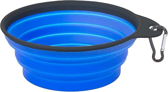 Stansport Collapsible Silicon Travel Bowls - 2 Pack, Grey and Blue, Large