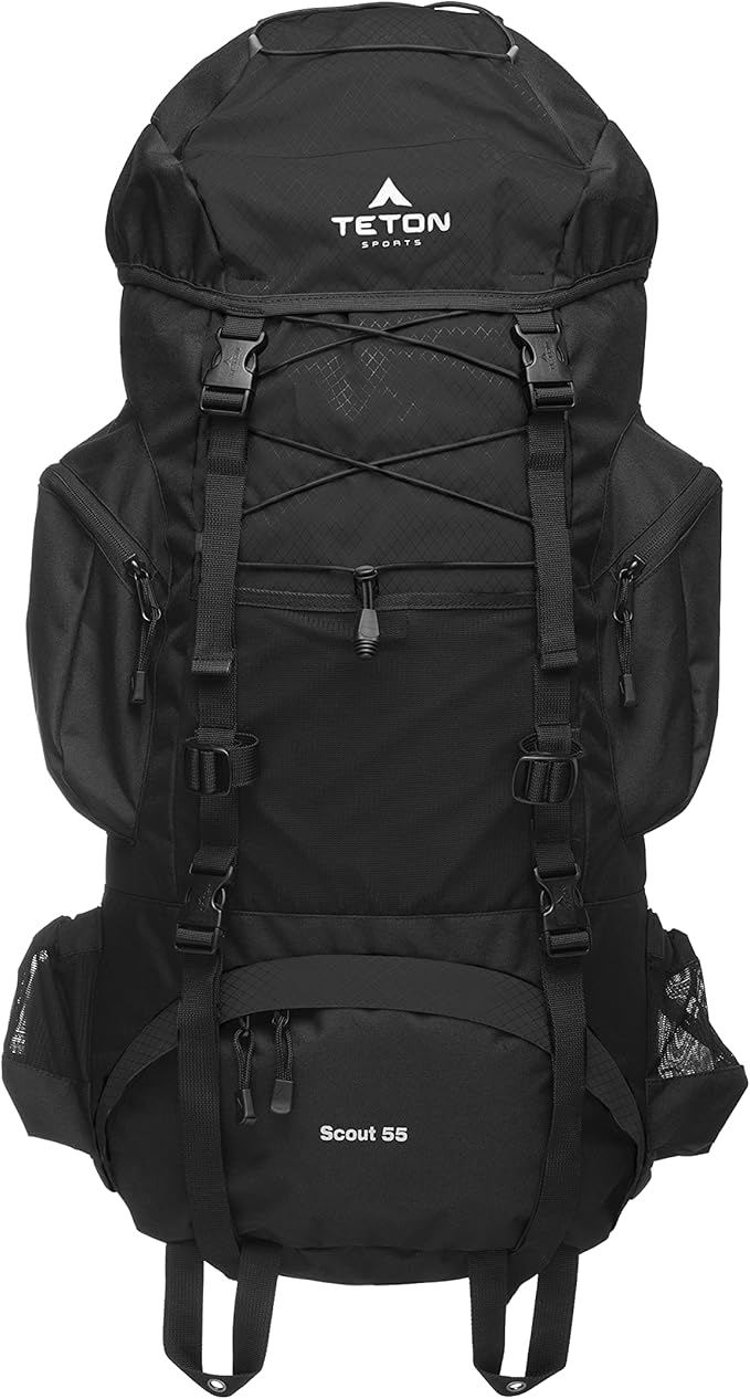 TETON 55L Scout Internal Frame Backpack for Hiking, Camping, Backpacking, Rain Cover Included