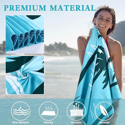 2 Pack Microfiber Beach Towel, Oversized Microfiber Pool Towel 75”x 35”, Sand-Free Beach Towel, Quick Drying Camping Towel, Super Absorbent Bath Towel Blanket, Soft Breathable and Lightweight
