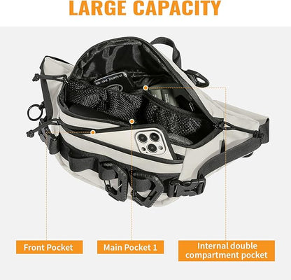 CamGo Tactical Fanny Pack for Men Women Military Waist Bag Molle Utility Hip Belt Pouch Crossbody Bags Bumbag for Cycling Hiking Walking Fishing White
