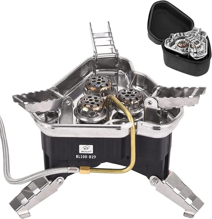 Bulin Camping Stove Burner 3500W/3800W/5800W/6800W/18000W Adjustable Ultralight Backpacking Stove Windproof Camp Portable Propane Stove for Camping Hiking Backpack Outdoor
