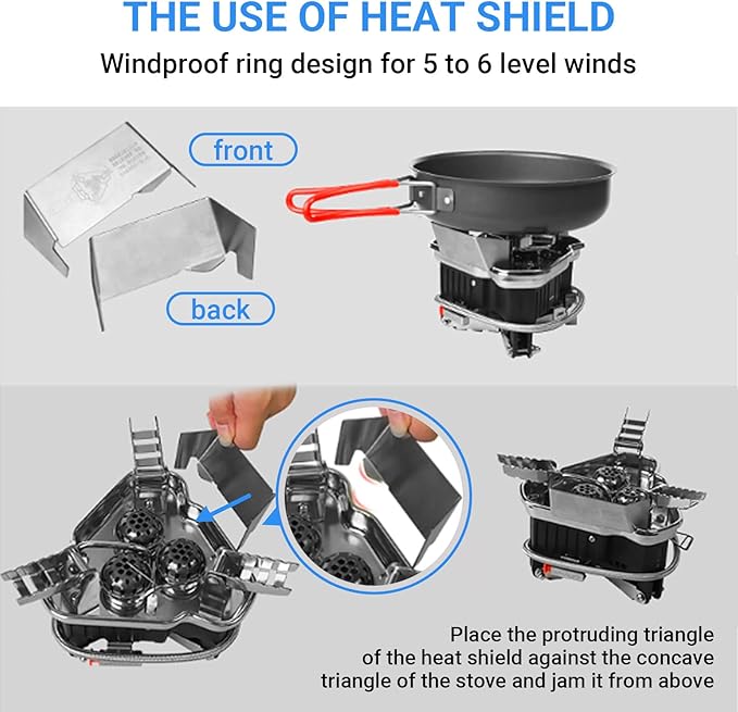 Bulin Camping Stove Burner 3500W/3800W/5800W/6800W/18000W Adjustable Ultralight Backpacking Stove Windproof Camp Portable Propane Stove for Camping Hiking Backpack Outdoor