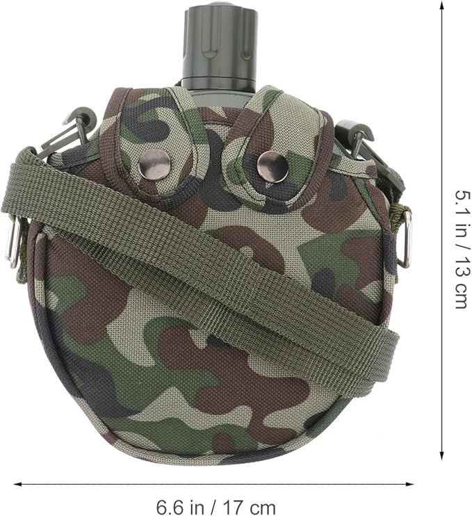 1set Stainless Water Hunting for Canteen Pattern Compact Portable Cap Star Steel Outdoor Hiking Kettle Cover Outdoors with Ml Camouflage Compass Survival Green Outside