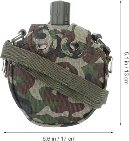 1set Stainless Water Hunting for Canteen Pattern Compact Portable Cap Star Steel Outdoor Hiking Kettle Cover Outdoors with Ml Camouflage Compass Survival Green Outside