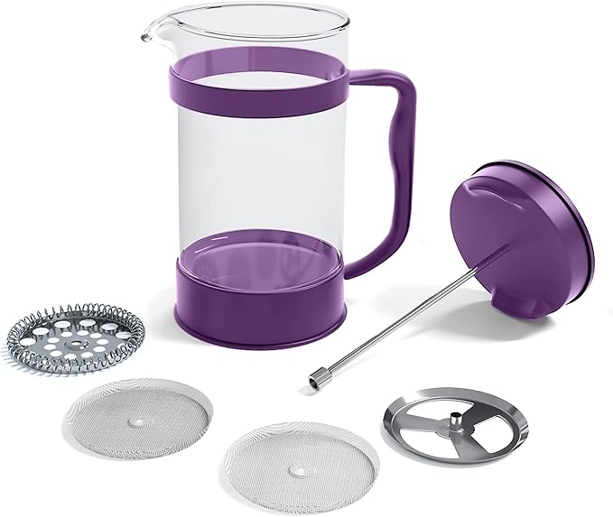 Utopia Kitchen 34 Ounce 1 Liter French Press Coffee Maker, Tea Maker, Travel Coffee Presses, Heat Resistant Thickened Borosilicate Coffee Pot for Camping Travel Gifts, Plum Pack of 1
