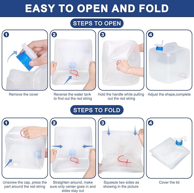 4 Pack Collapsible Water Jug for Camping, Foldable Water Storage Containers with Spigot, BPA Free Water Tank, Large Camping Water Dispenser for Emergency,Survival Kit (2.6 Gallon)