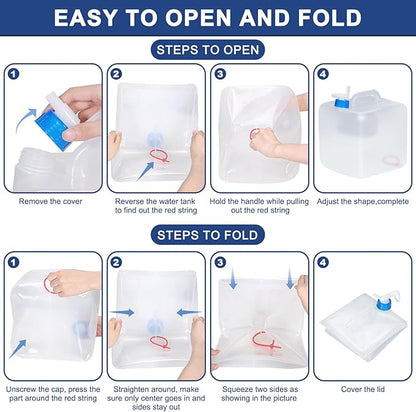4 Pack Collapsible Water Jug for Camping, Foldable Water Storage Containers with Spigot, BPA Free Water Tank, Large Camping Water Dispenser for Emergency,Survival Kit (2.6 Gallon)