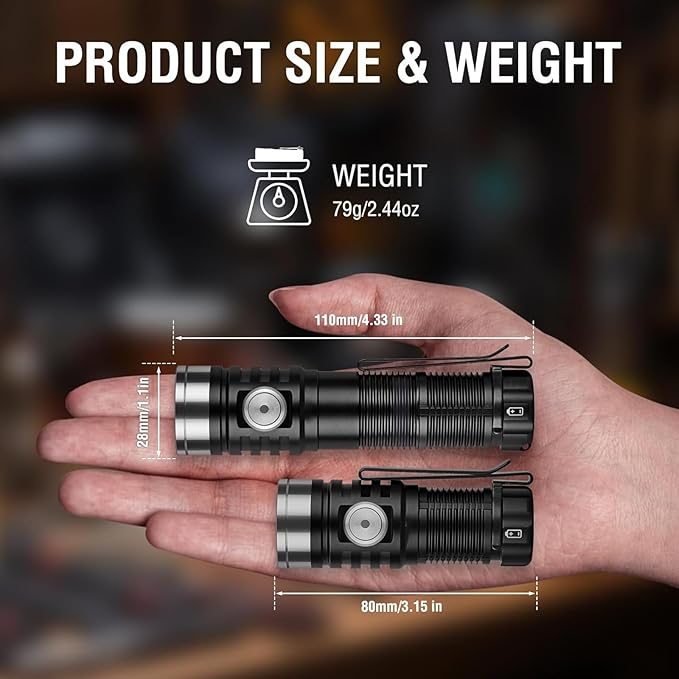 Super Bright Police Flashlights High 1800 Lumens,Tactical Flashlight Rechargeable with Magnetic Tailcap Switch,Pocket Flashlights High Lumens for Camping Sentinel-X0