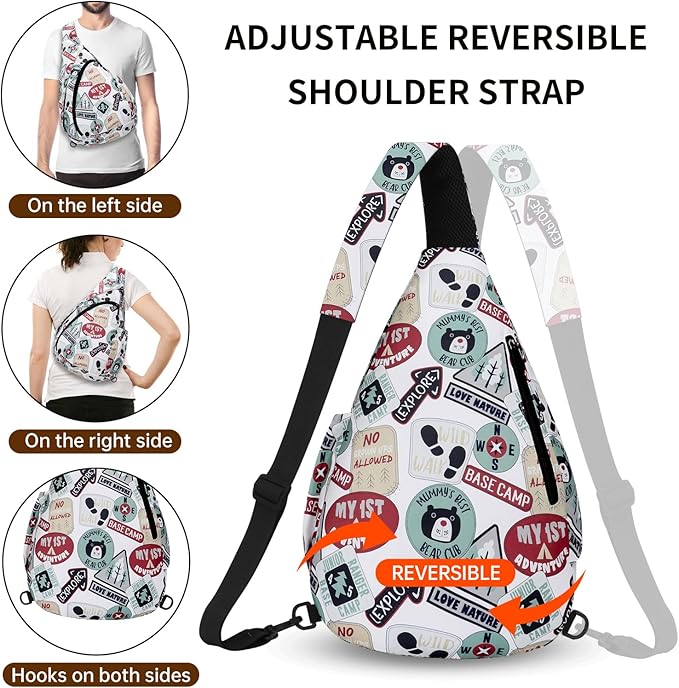 HUA ANGEL Crossbody Sling Bag for Men & Women Lightweight Waterproof Chest Shoulder Bag for Travel Hiking & Everyday Use