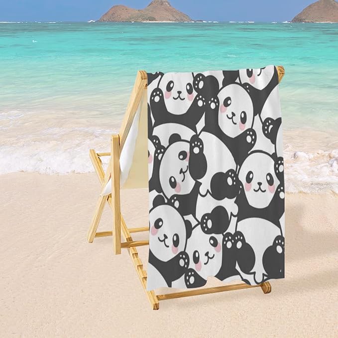 Microfiber Beach Towel Cute Baby Panda Oversized Large Sand Free & Quick Dry Lightweight Towel for Adults Womens Mens Travel Camping Gym Pool Swim