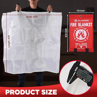 Emergency Fire Blanket 4 Pcs, 40" x 40" Fiberglass Suppression Blanket Portable Fire Extinguisher Blanket for Kitchen, Retardant Protection Emergency Safety Blanket for Home Car and Camping