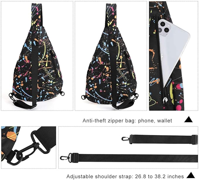 HUA ANGEL Crossbody Sling Bag for Men & Women Lightweight Waterproof Chest Shoulder Bag for Travel Hiking & Everyday Use
