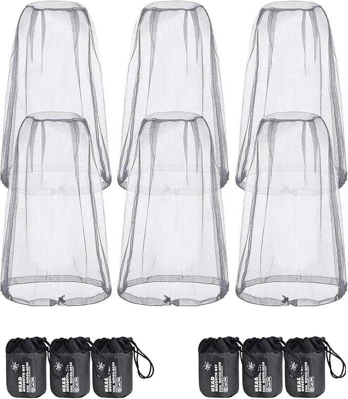 6 Pack Mosquito Head Net Bug Head Net Insects Mesh Head Net for Outdoor Face Neck Head Protecting