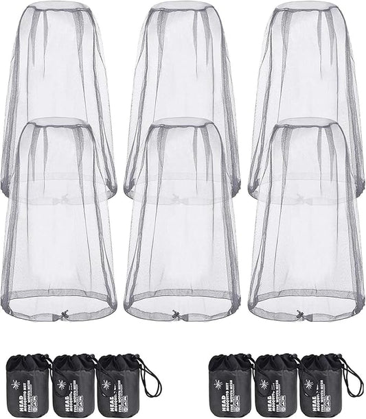 6 Pack Mosquito Head Net Bug Head Net Insects Mesh Head Net for Outdoor Face Neck Head Protecting