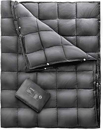 KingCamp Down Camping Blanket - Packable Lightweight Travel Blanket for Stadium, Camping, Backpacking, Compact & Water Resistant & Warm Airplane Quilt