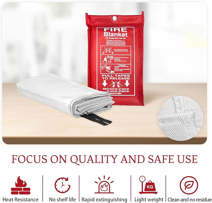 Fire Blanket 4 Pack for Home and Kitchen,4 Pack 40"x40" Flame Suppression Fiberglass Fire Blankets for House Camping Car Office Warehouse Emergency Survival Safety