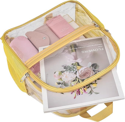 Oraben Clear Backpack for Stadium Events Clear Stadium Backpack 12x6x12 Bag (Enhanced Strap, Gold)