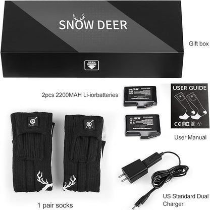 SNOW DEER Heated Socks,Men Women Electric Battery Socks Foot Warmer